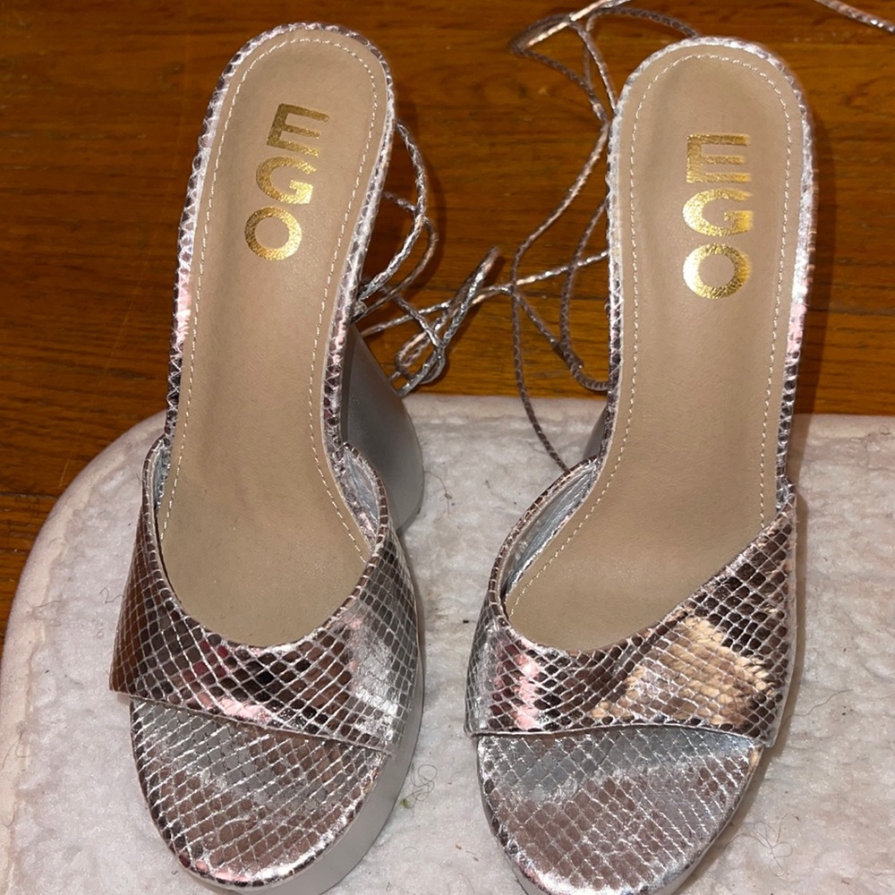 Silver high heels